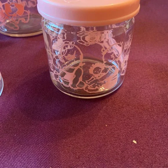 Vintage "Round The Clock With Baby" Glass Jars with Lids - Picture 4 of 8